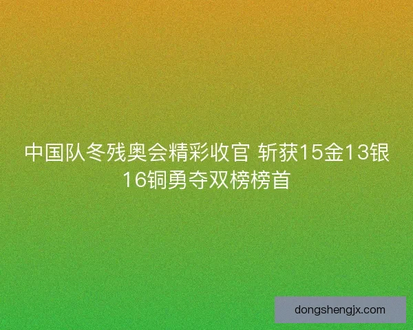 中国队冬残奥会精彩收官 斩获15金13银16铜勇夺双榜榜首
