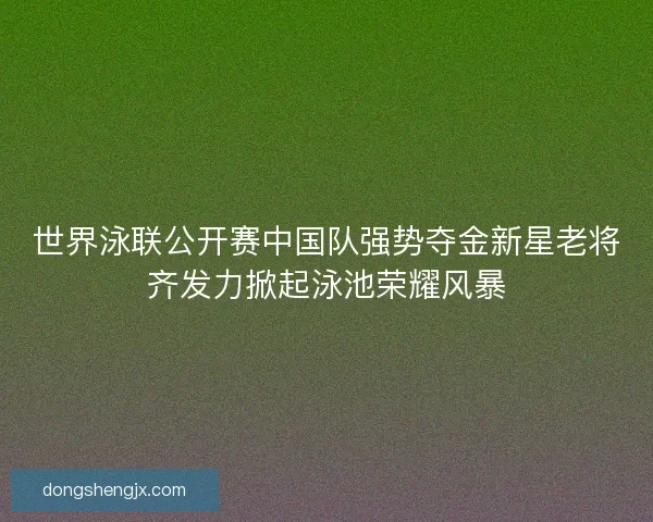 世界泳联公开赛中国队强势夺金新星老将齐发力掀起泳池荣耀风暴 世界泳联公开赛中国队强势夺金新星老将齐发力掀起泳池荣耀风暴
